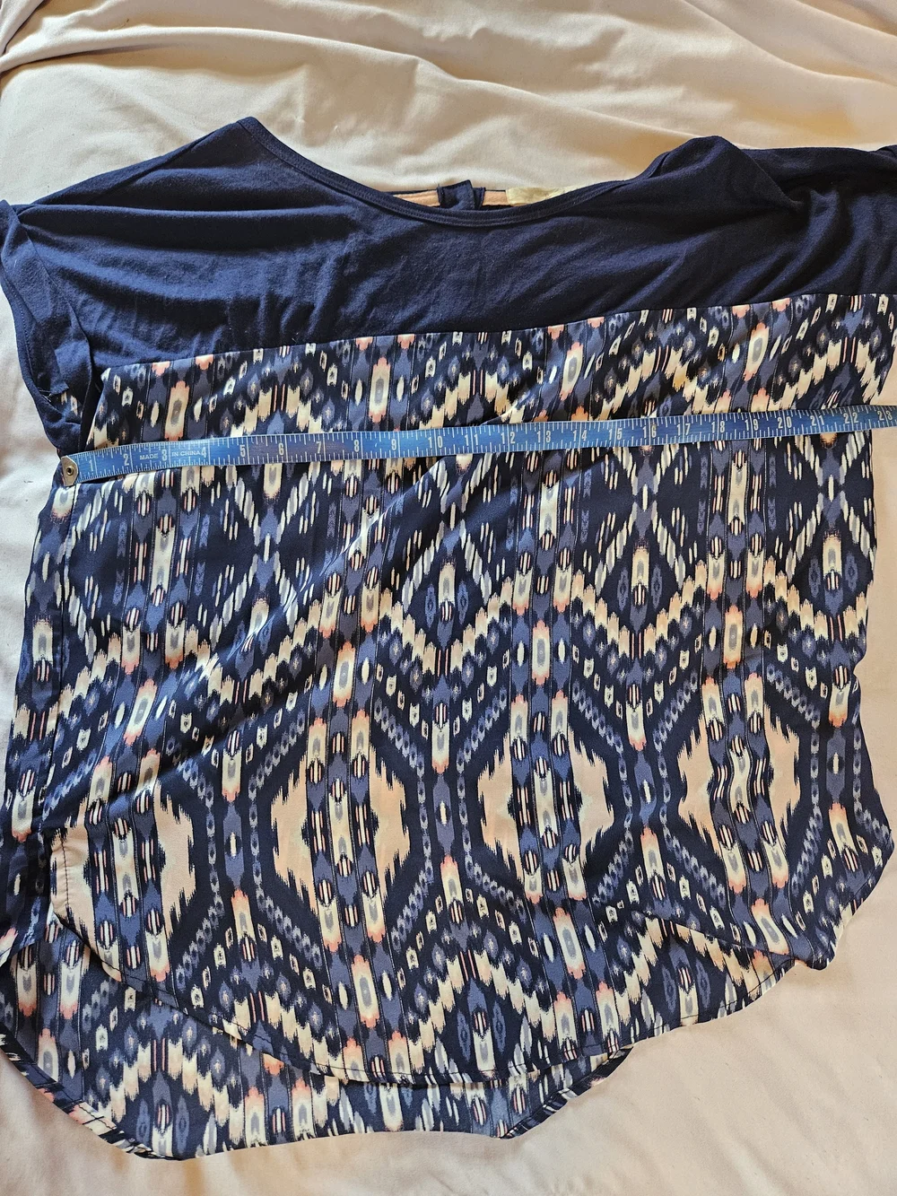 Rewind Navy and Cream Geometric Short Sleeve Blouse - Picture 5 of 5